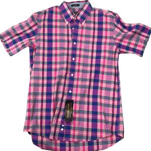 Pendleton Seaside Shirt Mens M Pink Madras Plaid Vibrant Summer Easter Resort
